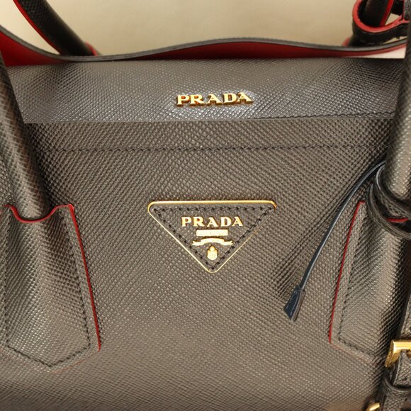 Prada Medium Double Saffiano Cuir Leather Tote Bag - Picture 3 of 13